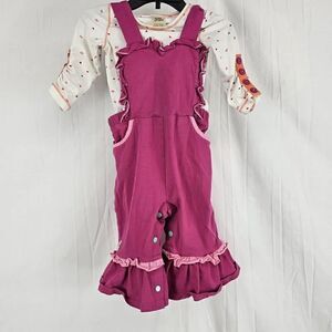 Wild Flowers Overall Jumper Romper Ruffle Bells Long Sleeve Girls Size 12M